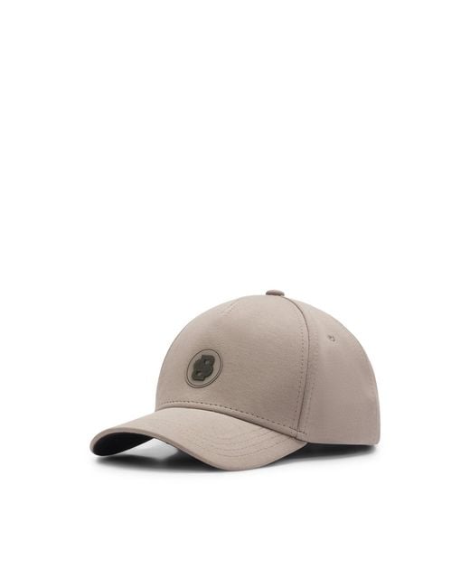 Boss Gray Cotton-Blend Cap With Double B Monogram Patch for men