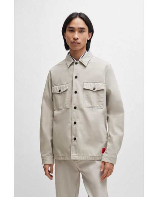 HUGO Natural Oversized-fit Overshirt In Cotton Gabardine for men