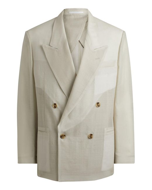 Boss Natural Relaxed-fit, Double-breasted Blazer In Virgin Wool for men