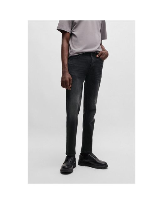 HUGO Black Tapered-Fit Jeans for men