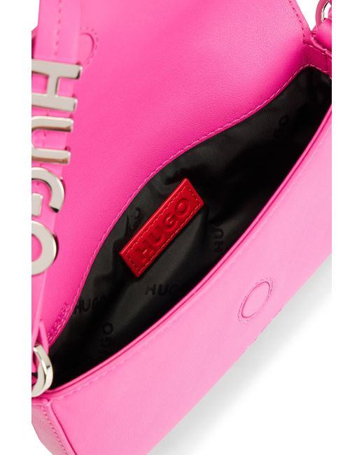 HUGO Pink Faux-leather Phone Holder With Logo-trimmed Strap