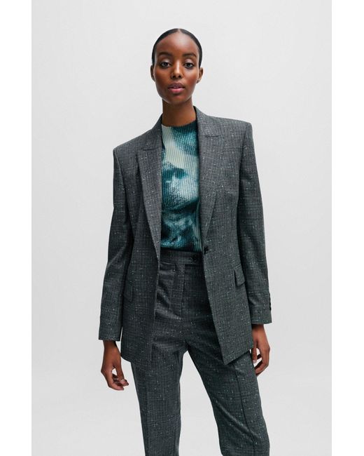Boss Black Slim-fit Jacket In Italian Slub Wool-blend Twill