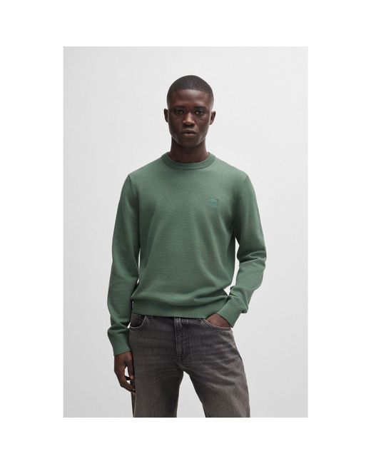 BOSS Crew Neck Sweater in Green for Men Lyst UK