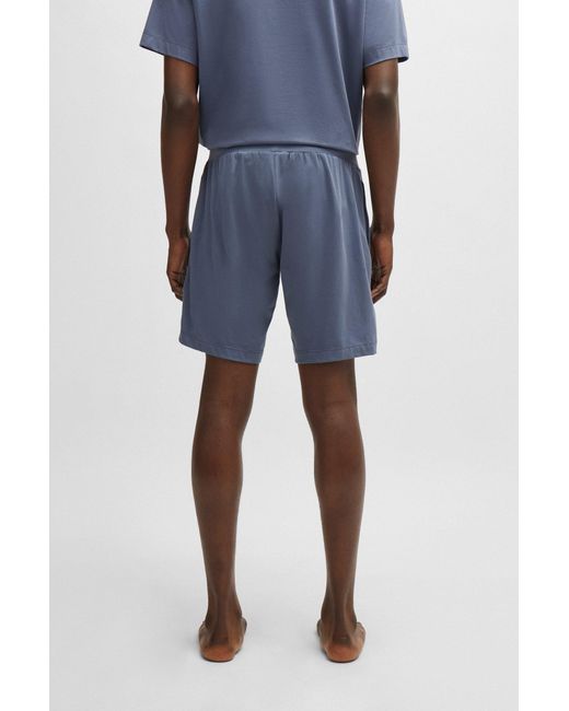 HUGO Blue Stretch-cotton Shorts With Contrast Logo And Drawstring for men