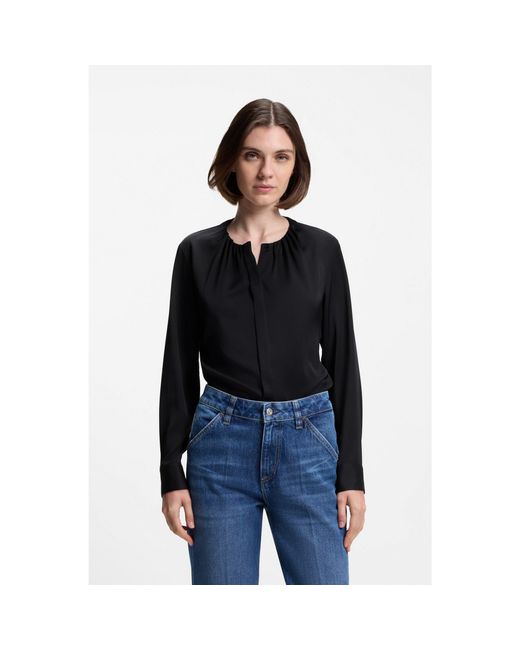 Boss Black Collarless Regular-Fit Blouse