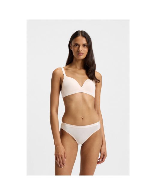 Boss Brown Stretch-Jersey Underwire Bra With Logo Straps
