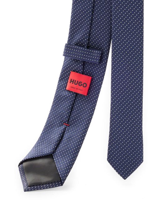 HUGO Blue Silk-blend Tie With Jacquard Pattern for men