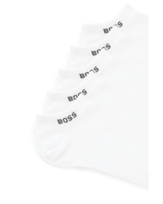 Boss Set Van Vijf Paar Enkelsokken Met Logodetails in het White