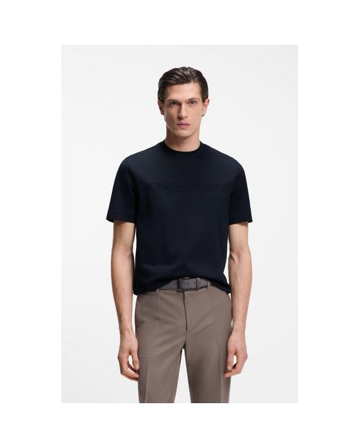 Boss Blue X Aston Martin Mercerised-Cotton T-Shirt With Wing Detail for men