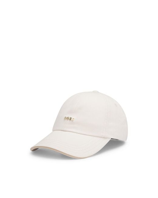 Boss White Cotton-Twill Cap With Metal Logo Trim