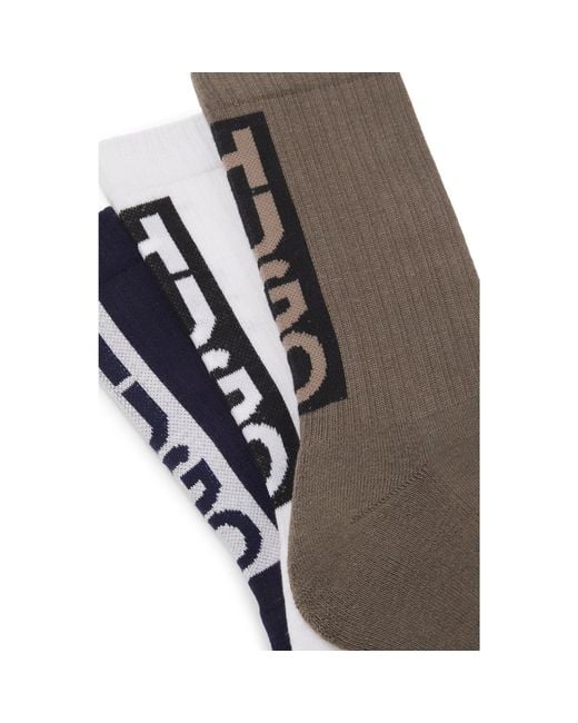 HUGO Gray Three-Pack Of Short Socks With Vertical Logos for men