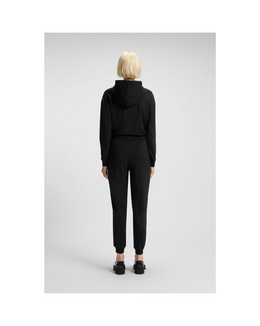 HUGO Black Cuffed Tracksuit Bottoms In Brushed Jersey With Logo