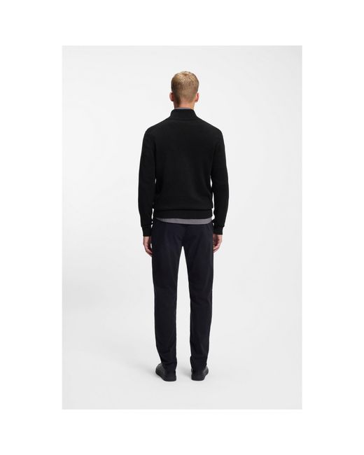 Boss Black Cotton-Cashmere Knitted Jacket With Logo Patch for men