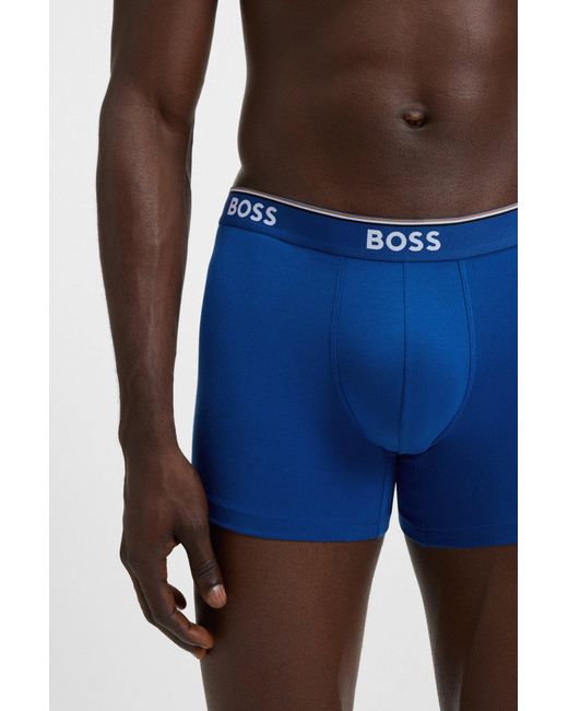 Boss Set Van Drie Boxershorts Met Logo's Van Stretchkatoen in het Blue voor heren
