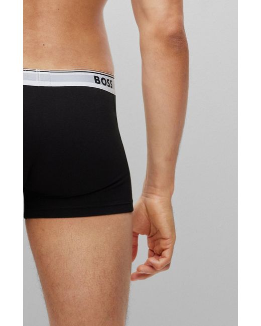 Erhverv tøjlerne solid BOSS by HUGO BOSS Boss - Trunk 3p Power - 3 Pack Of Stretch Cotton Trunks  With Logo In Black in Blue for Men | Lyst