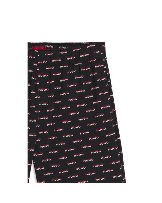 HUGO Black Logo-Print Pyjama Shorts for men