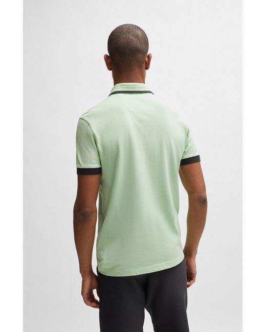 Boss Green Cotton-piqué Polo Shirt With Contrast Stripes And Logo for men