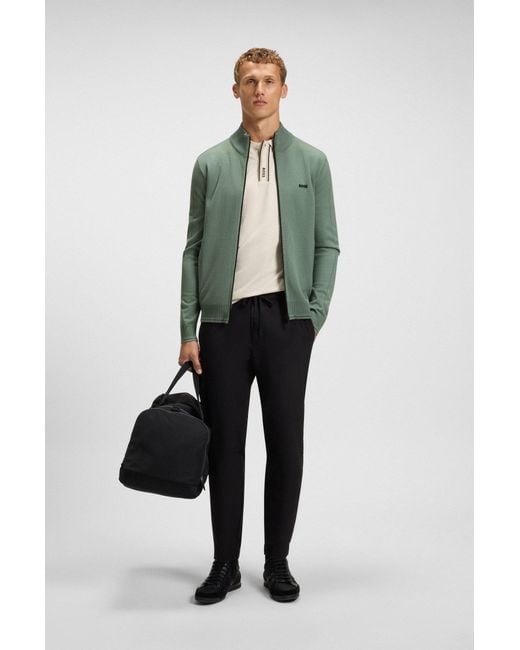 Boss Strick-Cardigan Aus Stretch-Gewebe Mit Strukturierter Vorderseite in Green für Herren