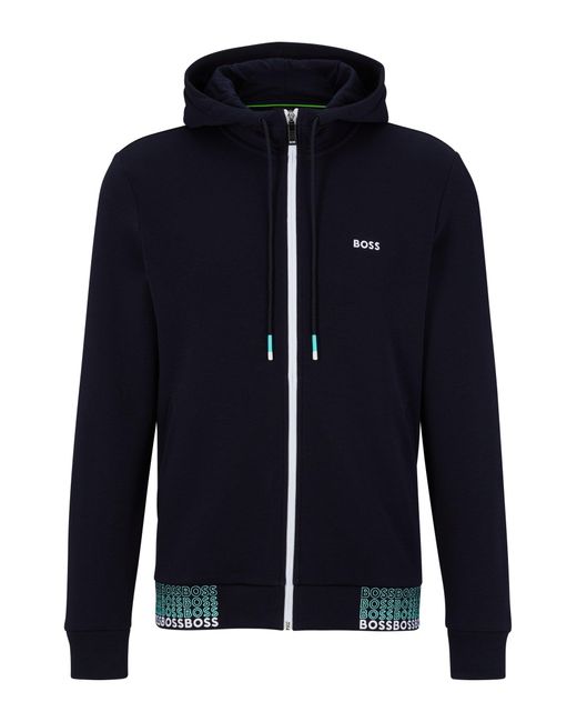 BOSS by HUGO BOSS Zipup Hoodie With Multicoloured Logos in Blue for Men Lyst UK