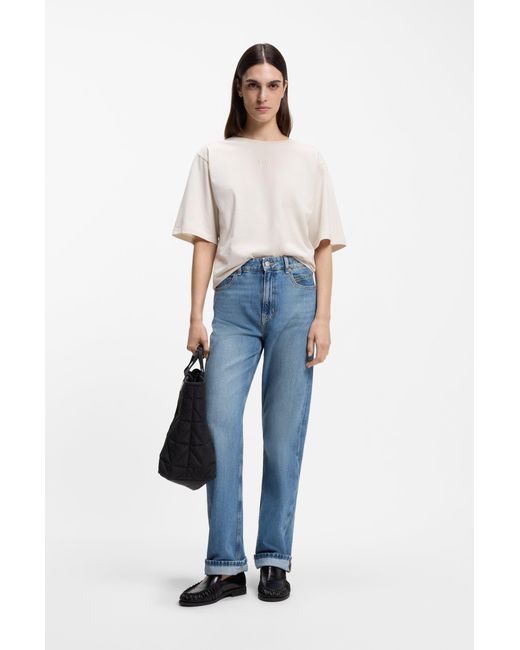 Boss Oversized-Fit T-Shirt Van Katoen Met Logo in het White