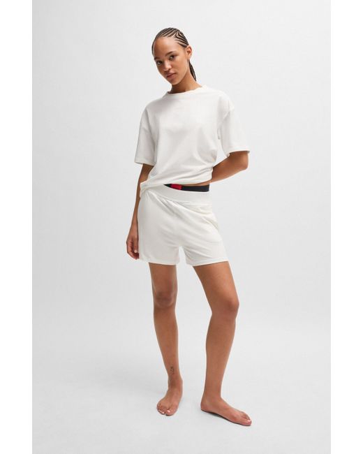 HUGO Relaxed-fit T-shirt Van Zachte Jersey Met Contrastlogo in het White