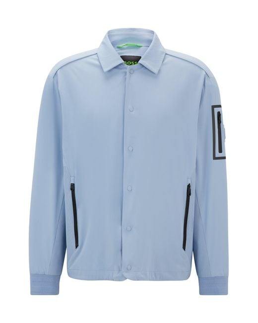 Boss Blue Water-repellent Regular-fit Jacket With Contrast Details for men