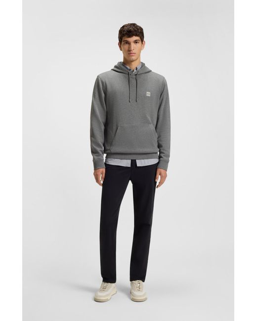Boss Hoodie Aus Baumwoll-Terry Mit Logo-Aufnäher in Gray für Herren