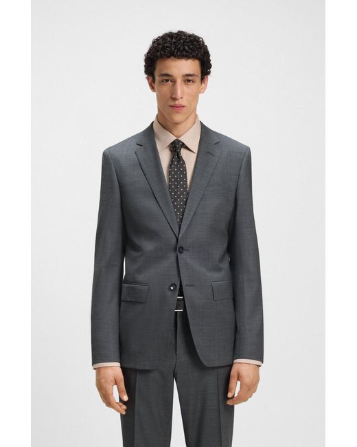 Boss Slim-Fit Pak Van Een Wolmix Met Microdessin in het Black voor heren