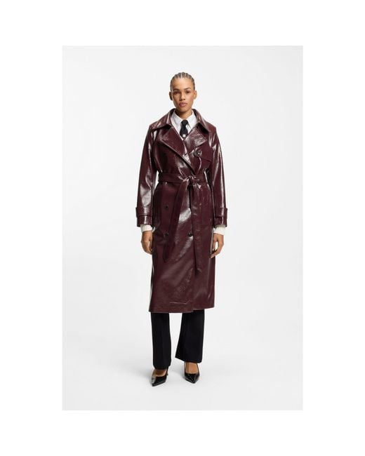 HUGO Red Double-Breasted Trench Coat