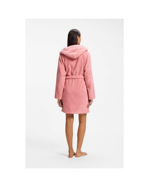 Boss Pink Cotton Dressing Gown With Embroidered Logo for men