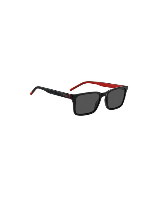 HUGO Black Sunglasses With Patterned Temples for men