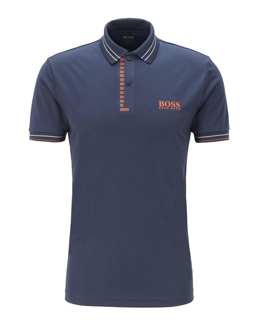 BOSS Synthetic Slimfit Golf Polo Shirt In Moisturewicking Structured