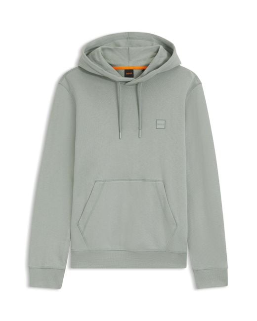 Boss Hoodie Van Katoenen Badstof Met Logopatch in het Gray voor heren
