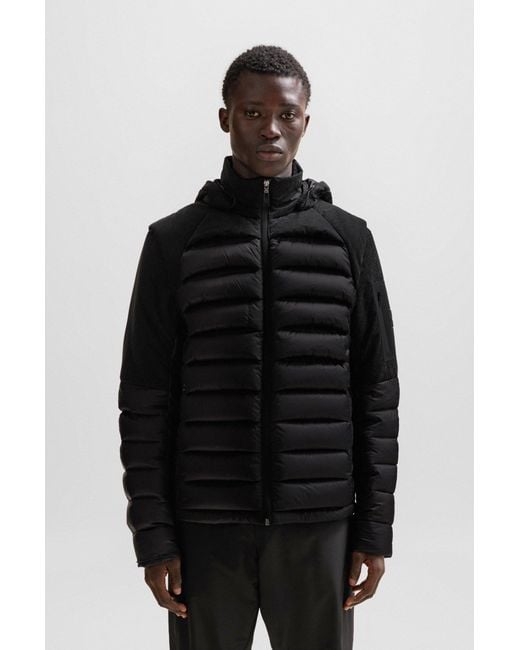 Boss Black Water-repellent Jacket With Detachable Sleeves And Hood for men