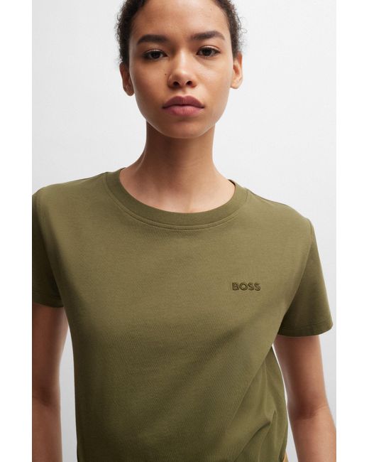 Boss Green Cotton-jersey Slim-fit T-shirt With Logo Detail