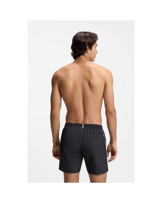 Boss Blue Medium-Length Swim Shorts With Contrast Details for men