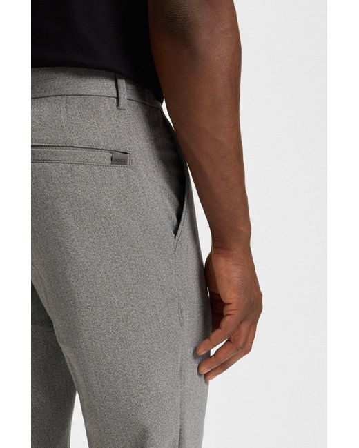 Boss Modern-Fit Hose Aus Knitterfreiem Stretch-Gewebe Mit Struktur in Gray für Herren