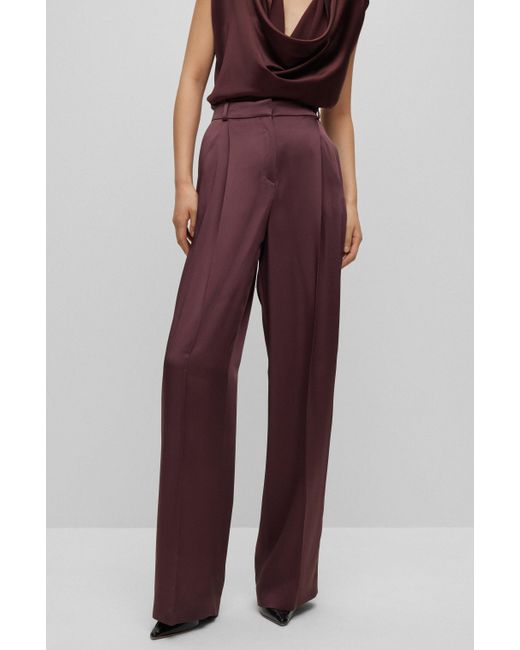 Boss Relaxed-fit, Wide-leg Tailored Trousers