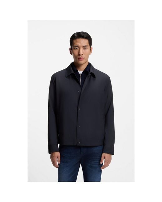 Boss Blue Relaxed-Fit Overshirt for men