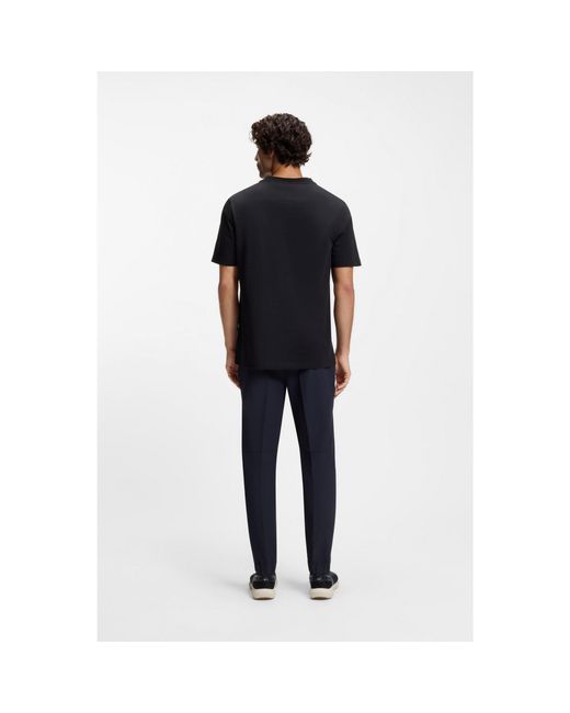 Boss Black Cotton T-Shirt With Logo Crew Neck for men