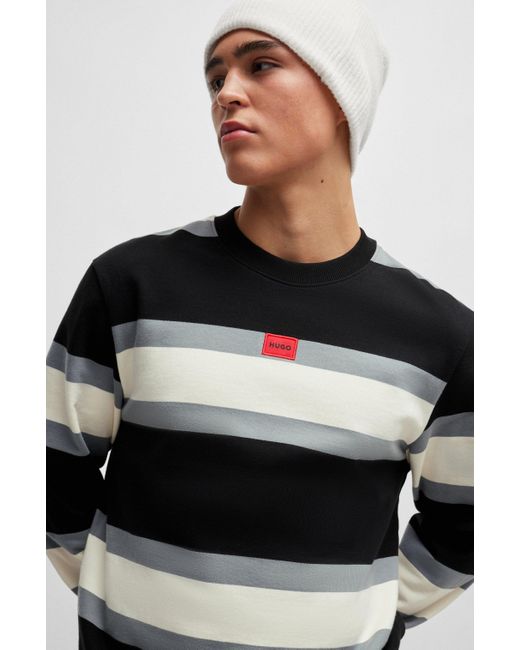 BOSS by HUGO BOSS Cotton Sweatshirt With Block Stripes And Red