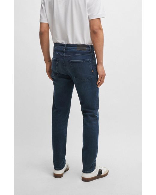 Boss Regular-fit Jeans Van Marineblauw Superstretchdenim in het Blue voor heren