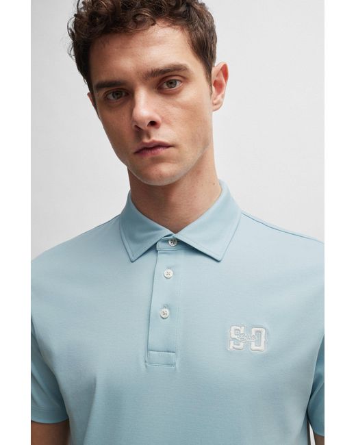 Boss Blue X Shohei Ohtani Polo Shirt With Monogram Embroidery for men