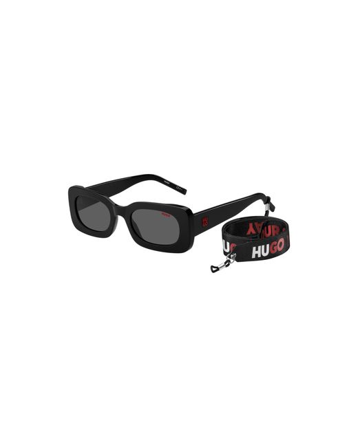 HUGO Black Acetate Sunglasses With Detachable Slogan Strap