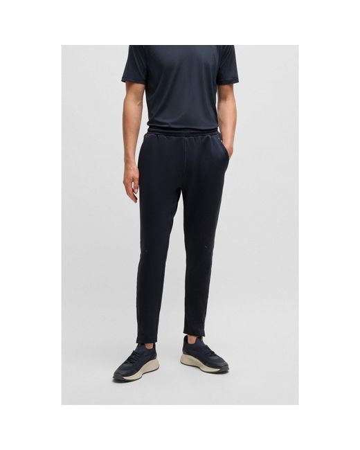 Boss Blue Moisture-Managing Tracksuit Bottoms With Decorative Reflective Details for men