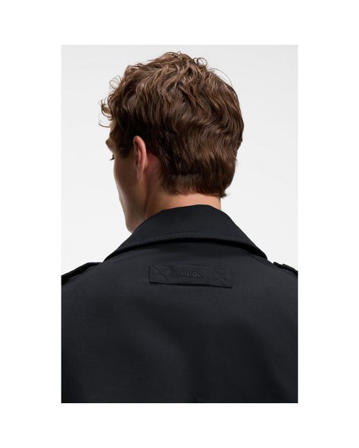 HUGO Black Water-Repellent Trench Coat for men