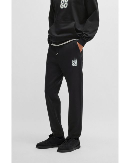 HUGO S Dilbero Cotton-terry Tracksuit Bottoms With Smoke Logo Black for men