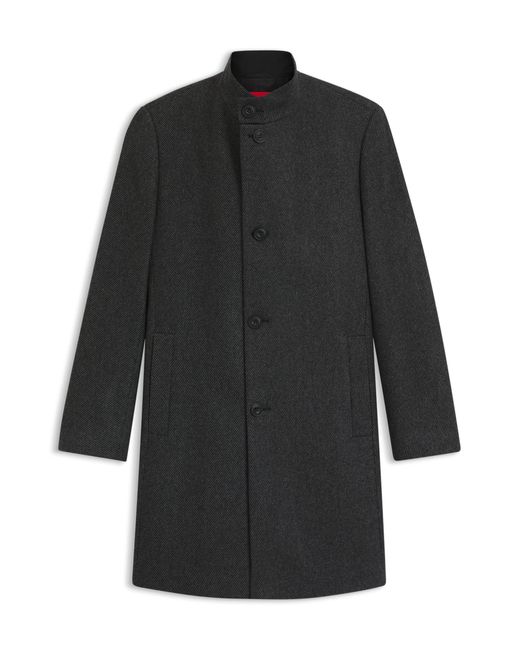 HUGO Regular-Fit Twill-Mantel Aus Woll-Mix in Black für Herren