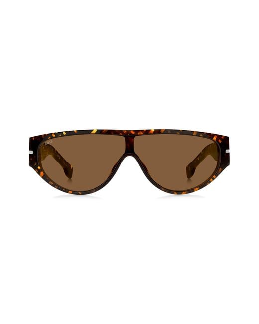 Lunettes de soleil style masque en acétate à motif monogramme Boss pour homme en coloris Brown
