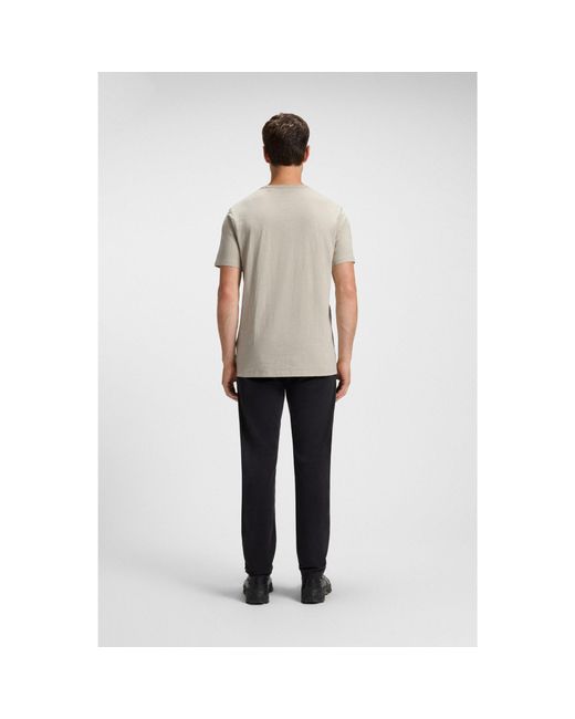 Boss Natural Cotton Slub T-Shirt With Logo Detail for men